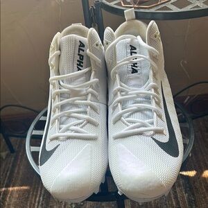 Men's White and Black Nike Alpha Football cleats